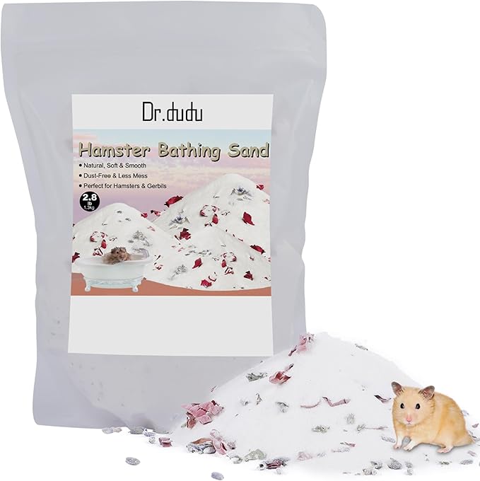 DR.DUDU Hamster Bath Sand, 2.8lb Dust Free Desert Sand or Potty Litter Sand for Hamster Chinchillas Gerbil Syrian Mice Small Animals (White, Flower Smell)-PawvioPets