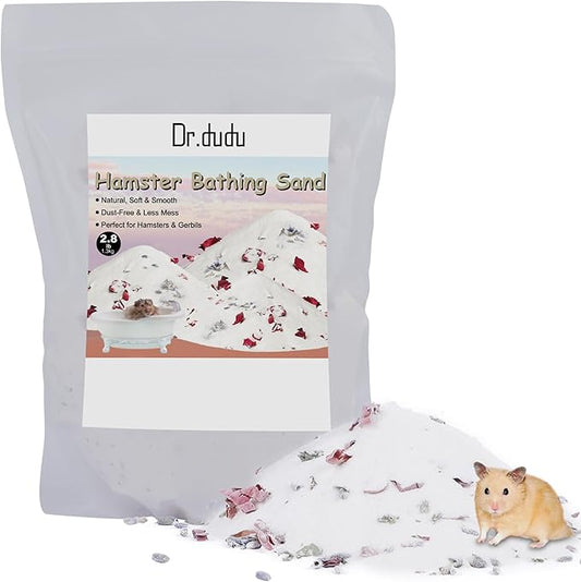 DR.DUDU Hamster Bath Sand, 2.8lb Dust Free Desert Sand or Potty Litter Sand for Hamster Chinchillas Gerbil Syrian Mice Small Animals (White, Flower Smell)-PawvioPets
