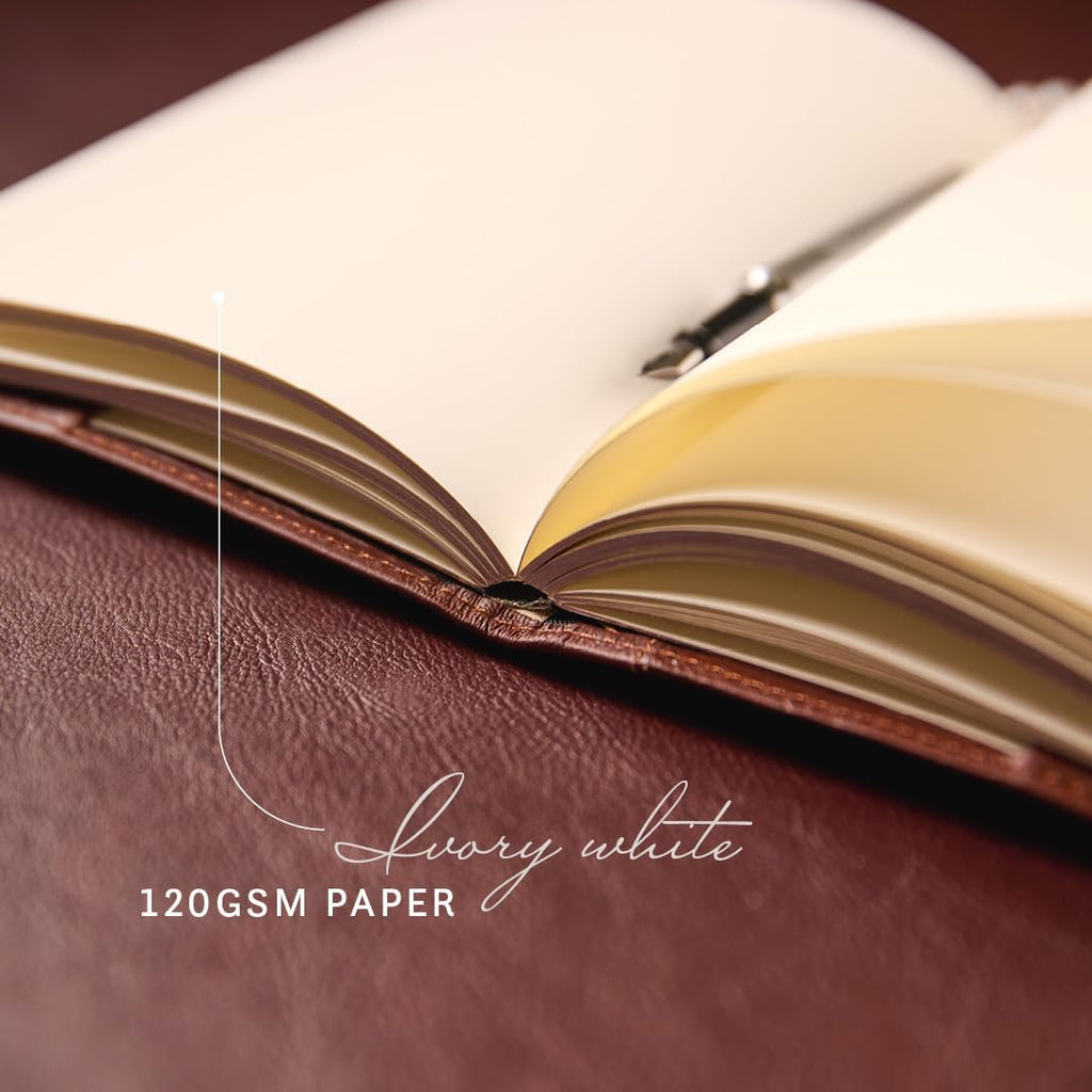 Luxury Leather Refillable Journal/Writing Notebook for Men & Women, Reusable Full-grain Leather Cover, 120gsm Thick Paper, Blank, Dotted, Lined Refills