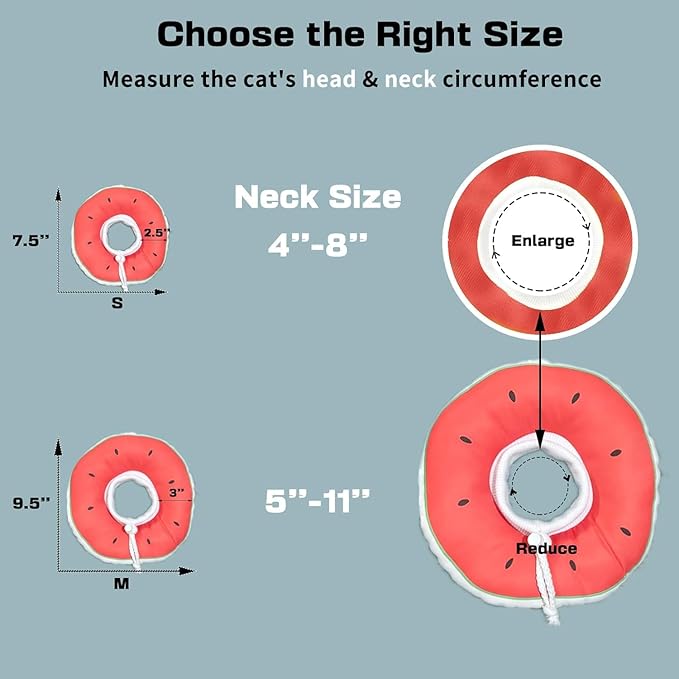 Cat Cone Collar Soft Kitten Donut, Cat Cones to Stop Licking After Surgery and Scratching, Waterproof Elizabethan e Collar for Cats After Neuter, Adjustable Comfy Cats Neck Cone Pillow for Kitty-PawvioPets