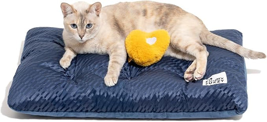 FUNNY FUZZY 2 in 1 Dog Bed Crate Pad Mat, Washable Reversible Pet Floor Mats,Fluffy Kennel Pad for Small Large Sized Dog,Indoor Cats,Sleeping Mattress, 23.6" × 17.9", Midnight Blue-PawvioPets