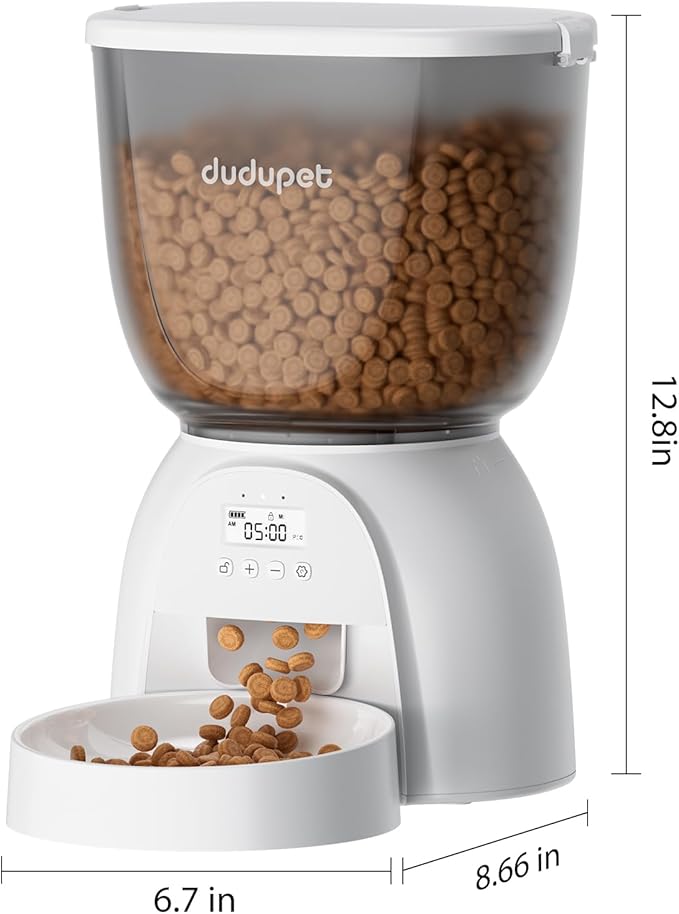 5L Automatic Cat Feeder, Timed Cat Food Dispenser, Automatic Pet Feeders Up to 6 Meal 1-20 Portion, Dual Power Supply Cats Feeder, Pet Dry Food Dispenser for Cats and Small Dogs-PawvioPets