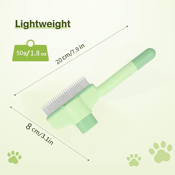 2PCS Self CleaningPetComb Grooming Brush,PetComb for Dogs & Cats, Brush for Cats, Cat dog comb Pet Grooming for Massaging and Cleaning Shedding Hair (Green+Yellow)-PawvioPets