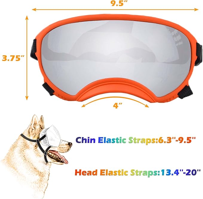 Dog Sunglasses, Large, UV Protection, Adjustable Strap, Soft Foam, Black-PawvioPets