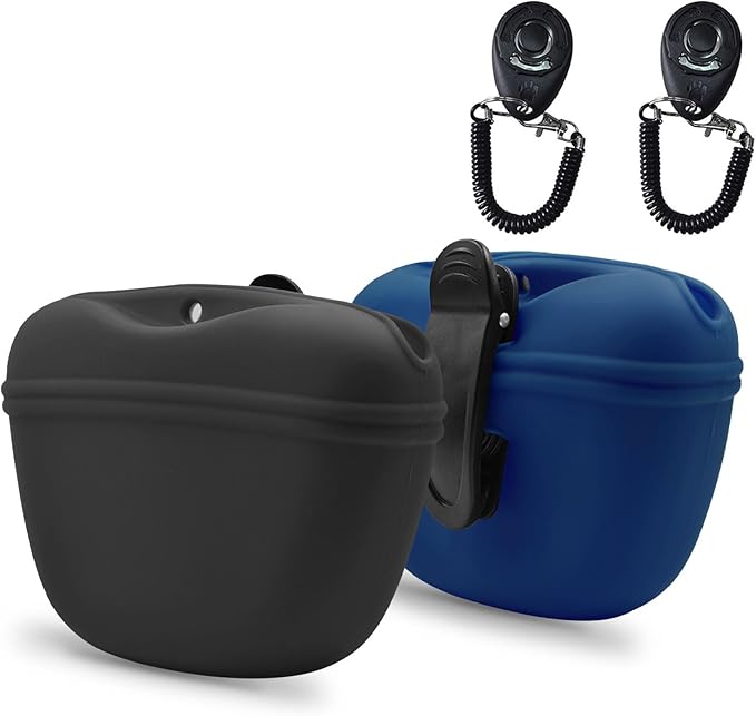AUDWUD - Silicone Dog Treat Pouch - Clip on Portable Training Container - Convenient Magnetic Buckle Closing and Waist Clip - No BPA-PawvioPets