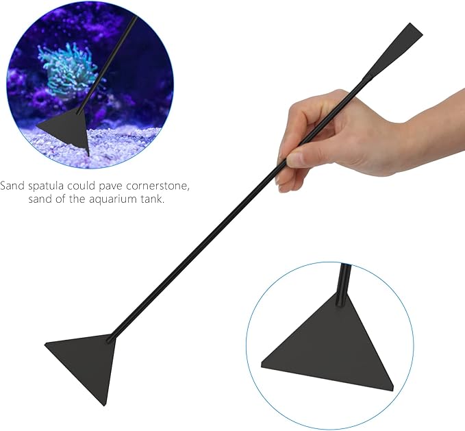 Aquarium Aquascape Tools Kit 15in, 4 in 1 Anti-Rust Aquatic Plant Aquascaping Tool Stainless Steel Tweezer Scissor Spatula for Aquarium Tank Clean Fish Tank Aquascape Accessories Set (black)-PawvioPets