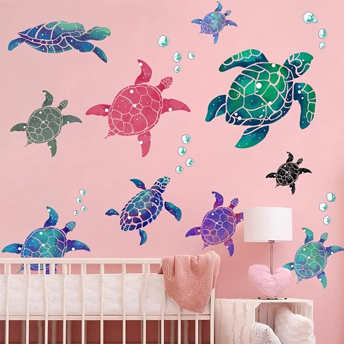 Amaonm Creative 3D Ocean Tortoise Wall Sticker Removable Under The Sea Animal Wall Decals Sea Turtle Peel and Stick Decor for Kids Baby Girls Boys Bedroom Bathroom Living Room Nursery Decoration-PawvioPets