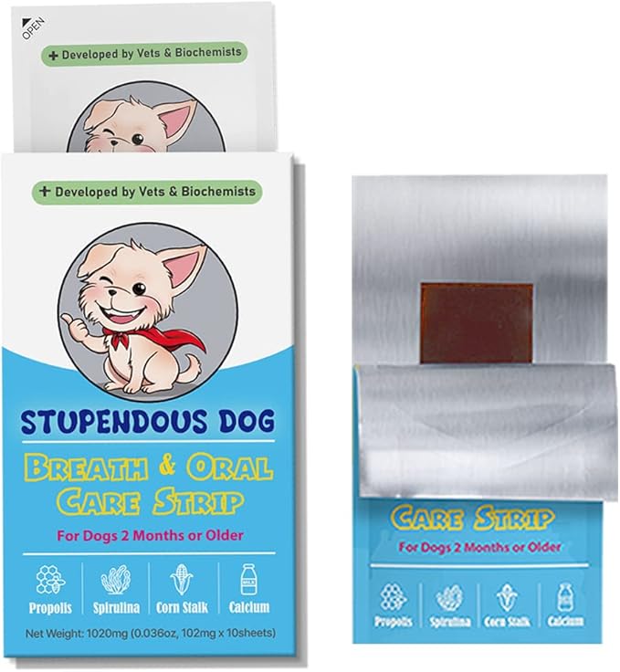 Breath Freshener Strip for Clean Teeth, Fresh Breath, & Healthy Mouth: Dog Water Additive for Dental Care - Pet Bad Breath Remedy - Cat Dental Mint Treats (10 Strips)-PawvioPets