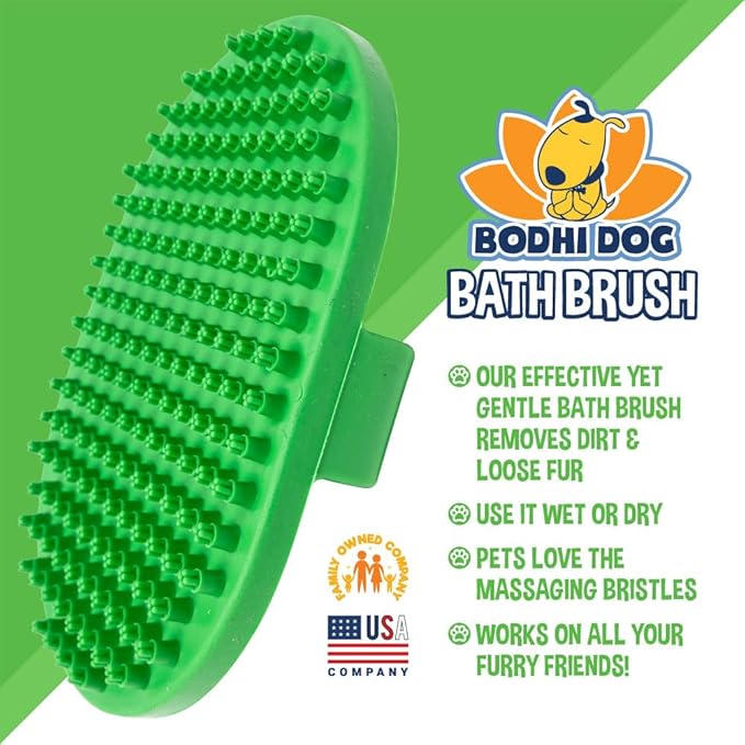 Bodhi Dog Shampoo Brush - Pet Grooming & Bath Supplies for Dogs and Cats - Bath Brush for Long & Short Hair - Premium Scrubber for Shower, Bathing & Massage (One Pack, Green)-PawvioPets