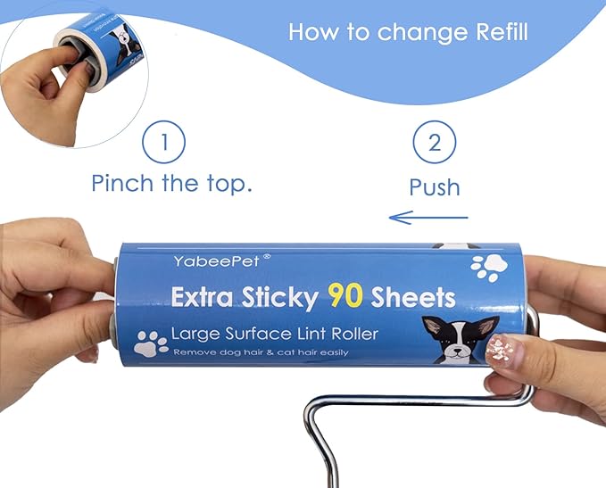 Extra Sticky Large Surface Lint Roller, 6.3'' Giant Lint Roller for Pet Hair, Lint Remover Roller for Cat Hair, Clothes, Furniture (1 Handle + 450 Sheets)-PawvioPets