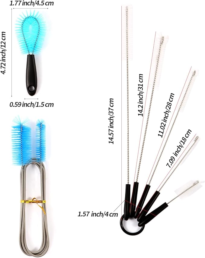 11 in 1 Fish Tank Aquarium Cleaning Brush Kit,Aquarium brushSutiable for Acrylic Fish Tank, and Plastic Fish Tank,Glass Fish Tank,Non Rusting,Fish Tank Cleaning Tools-PawvioPets