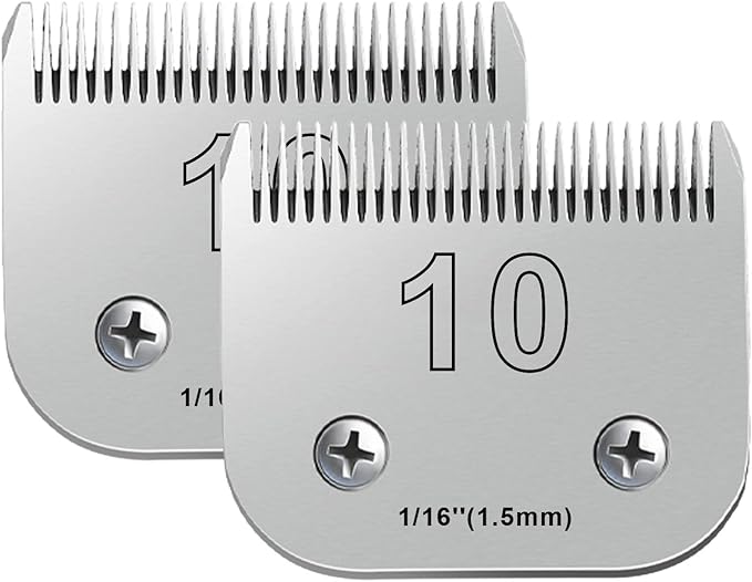 2PCS 10 Blades Dog Grooming Blades Compatible with Andis,Oster A5,Wahl km10 Dog Clippers,Size-#10, 1/16-Inch Cut Length (2pcs #10 (1.5mm))-PawvioPets