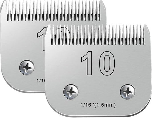 2PCS 10 Blades Dog Grooming Blades Compatible with Andis,Oster A5,Wahl km10 Dog Clippers,Size-#10, 1/16-Inch Cut Length (2pcs #10 (1.5mm))-PawvioPets