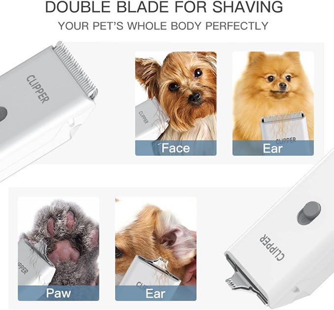 Dog Cat Home Hair Waterproof Clipper Portable Electric USB Rechargeable Pet Grooming Tools Low Noise Shaver Cordless Trimmer for Small and Large Pets-PawvioPets