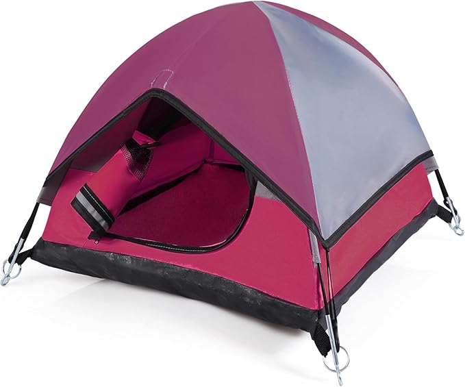 Cat Camping Tent, Cat Tent Bed, Pet Tent for Indoor Cat and Small Dog, Mini Tent (Red, 21 x 21 x 14 Inches)-PawvioPets