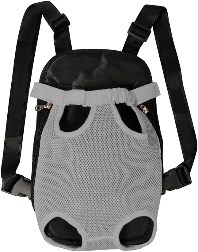 FEimaX Dog Carrier Backpack Pet Legs Out Front Cat Travel Bag, Adjustable Puppy Backpacks Carriers Hands-Free for Small Medium Dogs Cats Hiking Traveling Camping Daily Walking (Medium, Grey)-PawvioPets