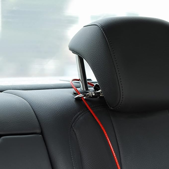 Dog Seat Belt Harness for Car,2pcs Dog Seatbelt of Coated Wire Leash Safety Restraint,No Chew Tether Cable Vehicle Dog Accessories,Double Clips & Latch (2 Pack Red+Blue, 24 inch/60 CM)-PawvioPets