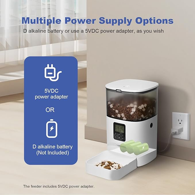 Automatic Cat Feeder, 4L Cat Food Dispenser with 10s Voice Recorder, Pet Feeder up to 8 Meals per Day, Timed Dog Feeder with Dry Food Sealed Ring (White, 4L-Basic)-PawvioPets