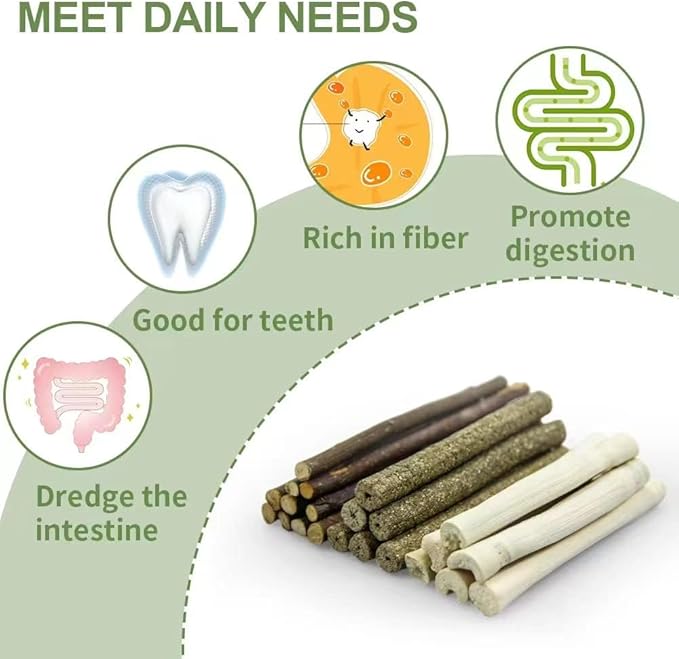 300g Guinea Pig & Rabbit Chew Toys with Apple & Timothy Sticks - Prevent Overgrown Teeth with Sweet Bamboo Treats - Ideal Rabbit Treats Included!-PawvioPets