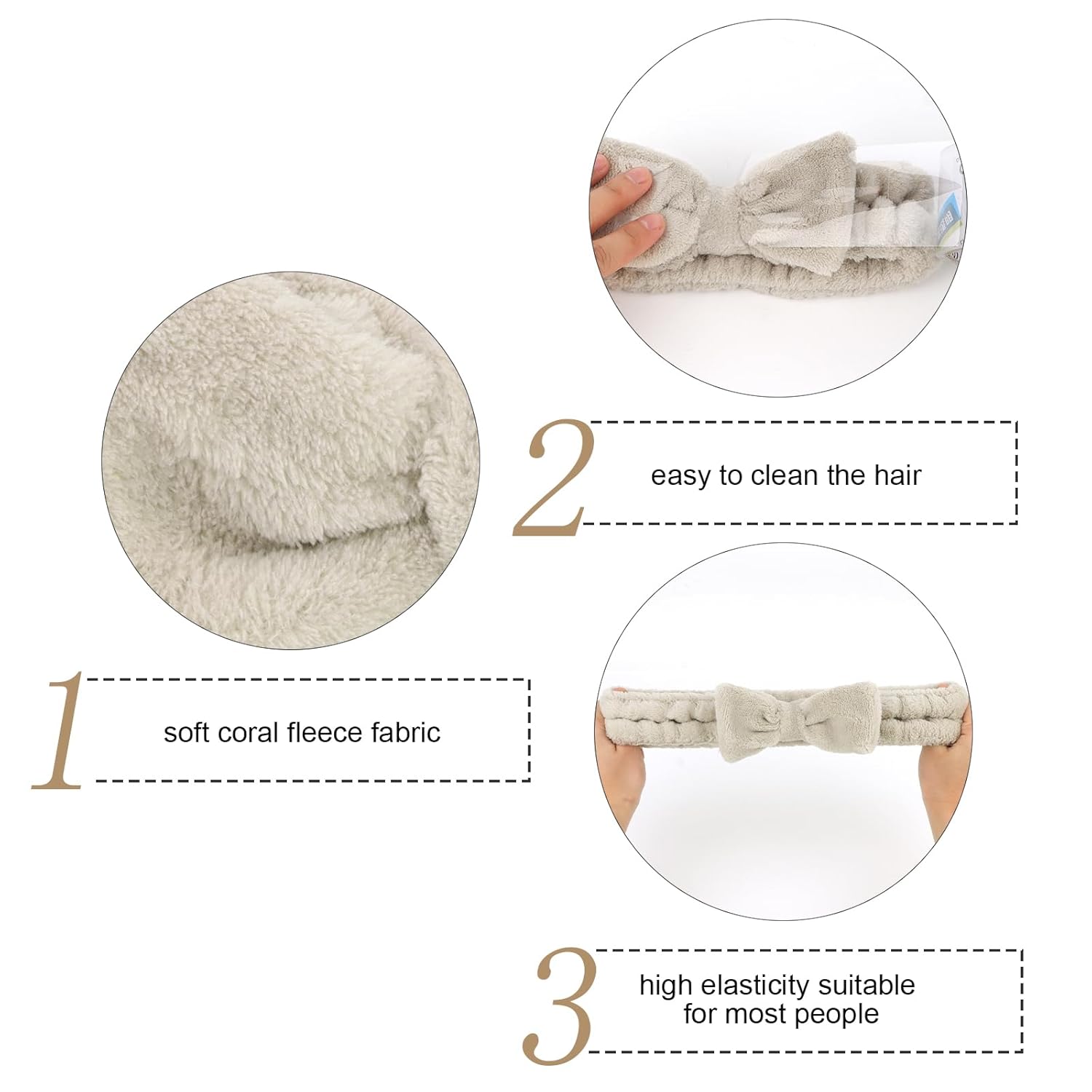 Semato Bachelorette Party Favor Set - Bride and Bridesmaid Spa Headbands, Skincare Head Bands for Women, Cute Bow Party Supplies (Light Coffee)