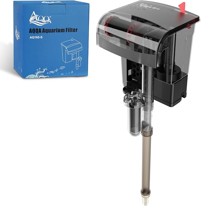 AQQA Aquarium Filter 5-20 Gallon Fish Tank Filters with Bio-Wheel Power, Hang On Back Aquarium Filter, Adjustable Flow Hob Filter, Quiet Efficient and Silent Operation (5W 80GPH)-PawvioPets