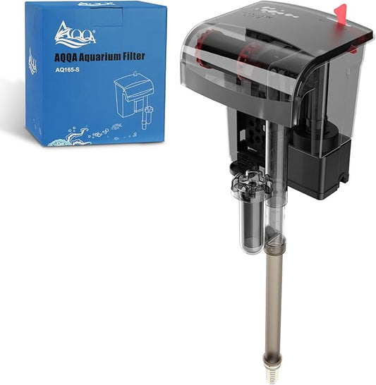 AQQA Aquarium Filter 5-20 Gallon Fish Tank Filters with Bio-Wheel Power, Hang On Back Aquarium Filter, Adjustable Flow Hob Filter, Quiet Efficient and Silent Operation (5W 80GPH)-PawvioPets