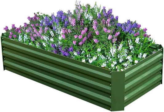 4x2x1ft Metal Raised Garden Bed Kit，Galvanized Garden Bed Box for Vegetables, Flowers, Herbs, and Succulents,60 Gallon Capacity - Green-PawvioPets