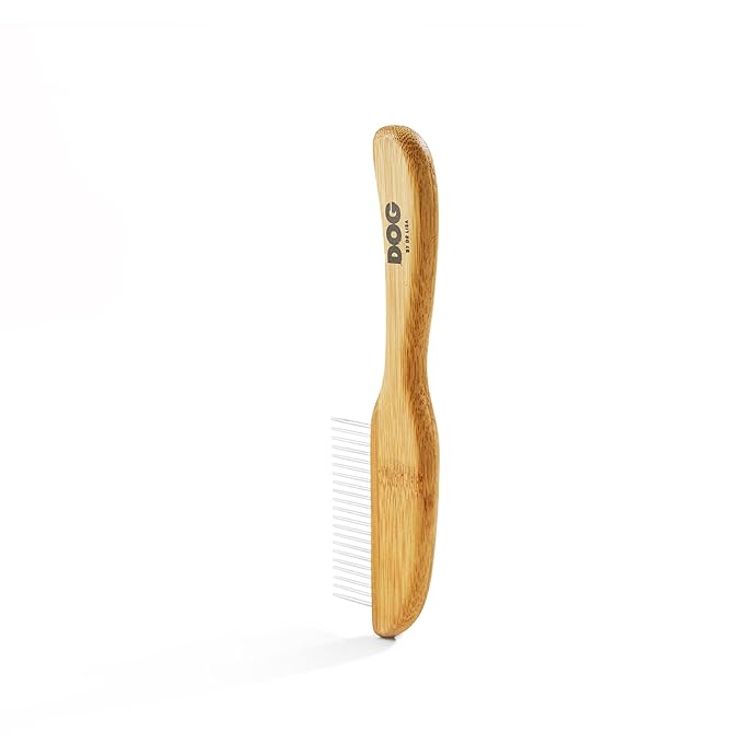 DOG by Dr Lisa - Comb - Detangling Dog Comb - Dematting Grooming Tool - Metal Combs Teeth Removes Knots and Tangles - Stimulate Blood Flow and Increase Natural Coat Oils - Made From Sustainable Bamboo-PawvioPets