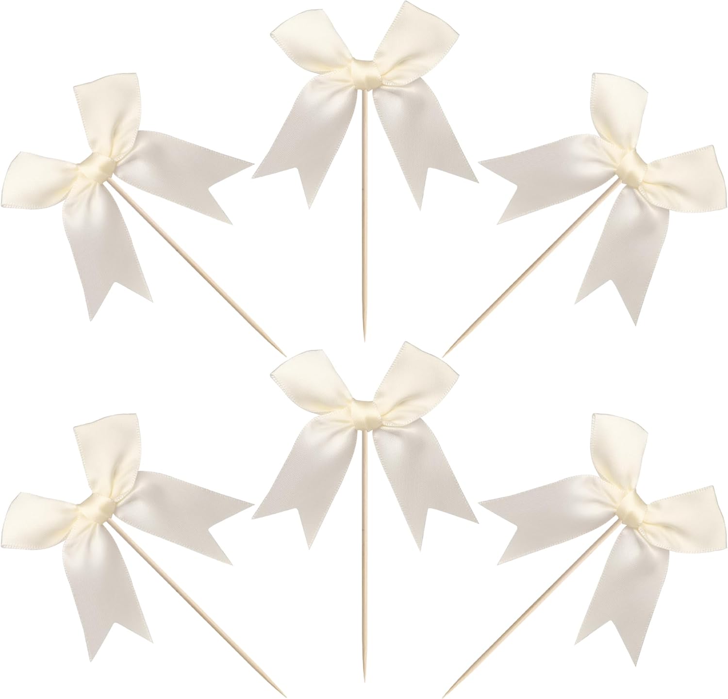 24 PCS Bow Cupcake Toppers Bowknot Coquette Bow Girls Birthday Cake Decorations Bow Cake Toppers Bowknot Cupcake Picks for Baby Shower Birthday Wedding Bridal Engagement Party Supplies Beige