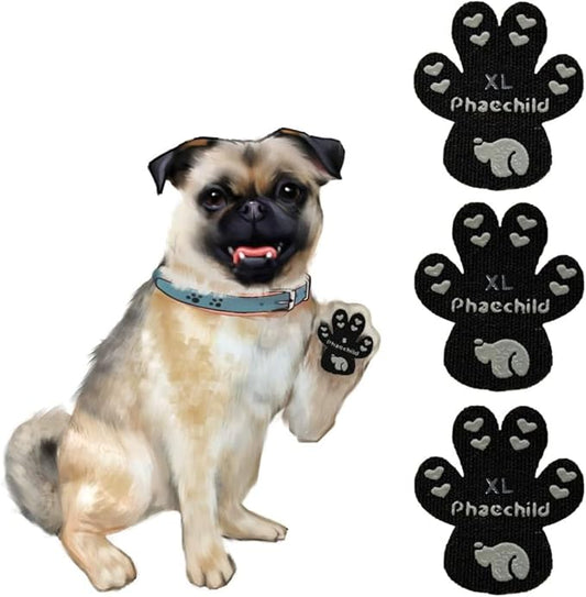 Dog Paw Pads Anti-Slip Grips,Dog Paw Protectors for Senior Dogs on Hot Pavement,Provides Traction to Keep Them from Slipping on Smooth Floors 12 sets-48 Pads Black XL-PawvioPets