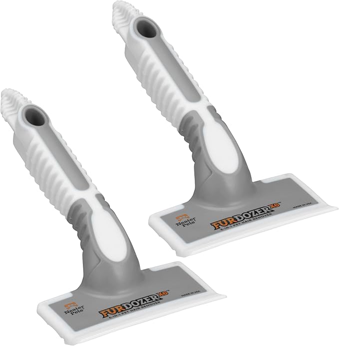 FurDozer X6 Pet Hair Remover & Auto Detailing Tool - Cat & Dog Hair Remover for Carpets, Car Interiors, Couches, Bedding, & Pet Furniture - Reusable Pet Hair Removal Tool for Fur & Lint (Grey, 2-Pack)-PawvioPets