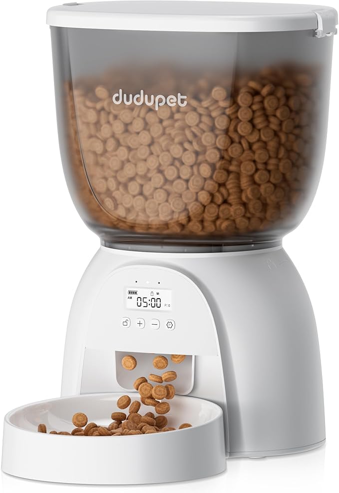 5L Automatic Cat Feeder, Timed Cat Food Dispenser, Automatic Pet Feeders Up to 6 Meal 1-20 Portion, Dual Power Supply Cats Feeder, Pet Dry Food Dispenser for Cats and Small Dogs-PawvioPets