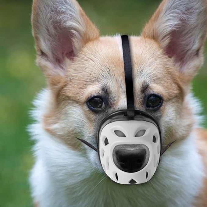 Dog Muzzle, Breathable Basket Muzzles for Small, Medium, Large and X-Large Dogs, Prevent Barking, Biting, Chewing Dog Mouth Cover Gray-PawvioPets