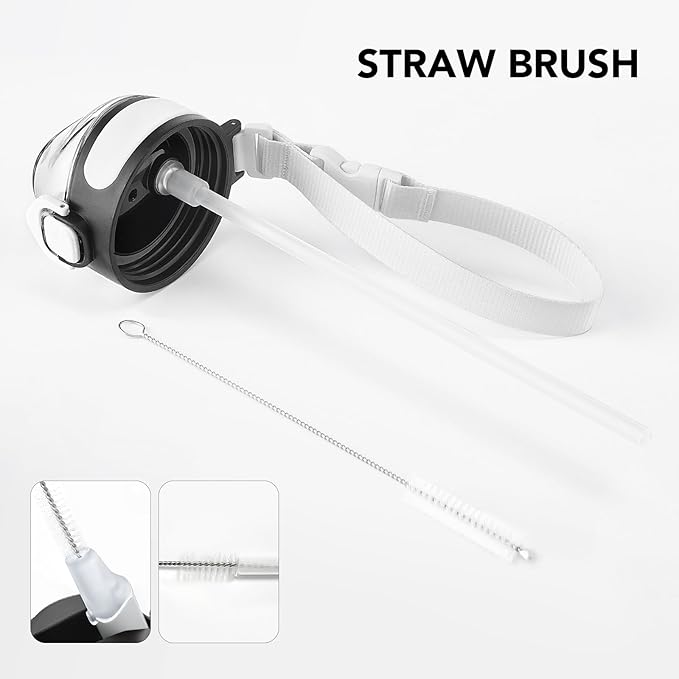 Enerbone 32 oz Insulated Water Bottle, Stainless Steel Bottle with Carrying Strap, Double-Wall Vacuum Insulation Design, Leakproof Sports Bottle with Straw, Keep Drinks Cold or Hot for Hours-PawvioPets