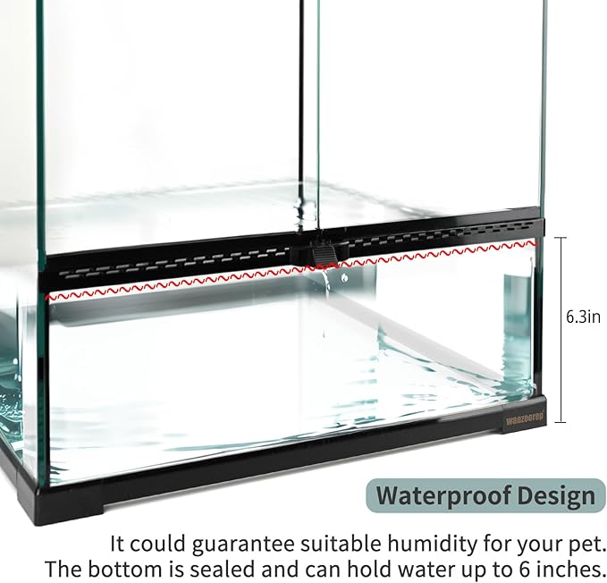 30 Gallon Tall Reptile Glass Tank Terrarium 18"x18"x24" Large Habitat Enclosure for Gecko,Lizard,Chameleon,Frog,Snake,No Install Needed and Come with Tank Background-PawvioPets