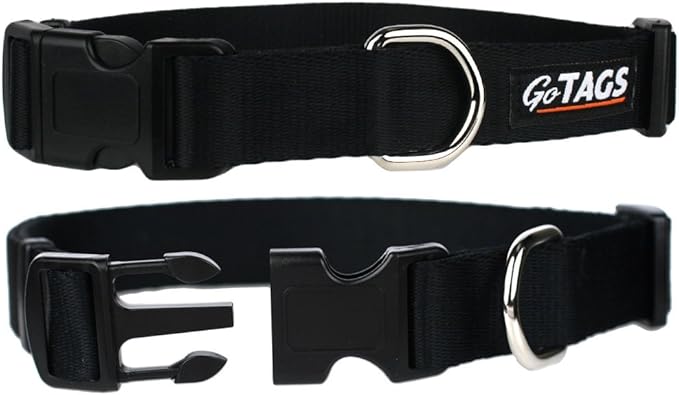 GoTags Dog Collars, Durable Solid Nylon Dog Collars in 5 Color Options and 4 Adjustable Sizes for Puppy and Dogs Extra Small, Small, Medium or Large-PawvioPets