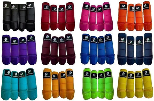 Horse Medicine Brushing Boots Leg Wraps Protection Gear Set of 2 and Set of 4 in 14 Colors-PawvioPets