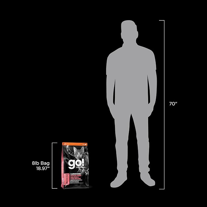 Go! Solutions Carnivore, Grain-Free, Protein Rich Dry Cat Food, Salmon and Cod Recipe, 8 lb Bag-PawvioPets