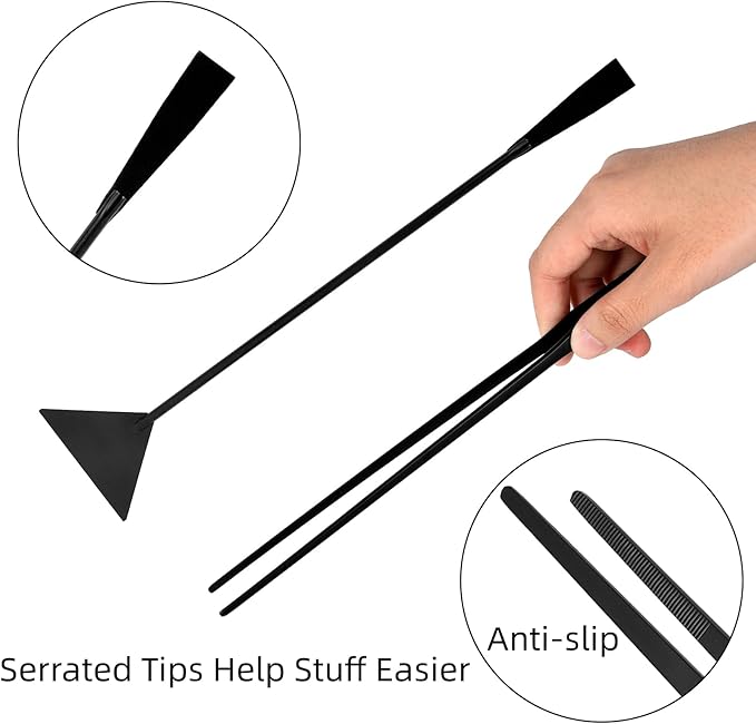 Aquarium Aquascaping Tool Stainless Steel Aquascape Tools Kit 4 in 1 Anti-Rust Fish Tank Starter Kit with Tweezers Scissors Spatula for Aquarium Plants (Black)-PawvioPets