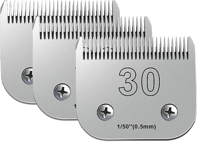 30 Blades for Dog Grooming Blades Compatible with Andis,Oster A5,Wahl km10 Dog Clippers,Size-#30, 1/50-Inch Cut Length (0.5mm)(3pcs #30)-PawvioPets