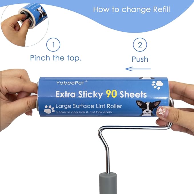 Extra Sticky Large Lint Roller Refills, 6.3'' Giant Lint Roller Refills for Pet Hair, Clothes&Furniture Cleaning, 540 Sheets in Total-PawvioPets