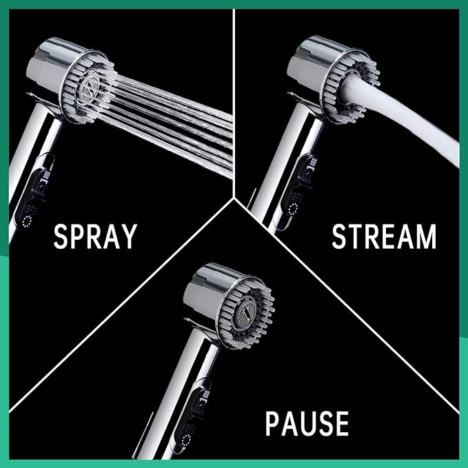 3 Mode Dog Shower Attachment, High Pressure Handheld Sprayer with ON/OFF Switch, G1/2" Metal Shower Diverter, 100 Inches Stainless Steel Hose, No Drill Hook, for Indoor Pet Bathing and Washing-PawvioPets