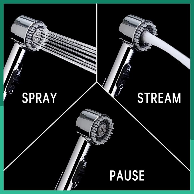 3 Mode Dog Shower Attachment, High Pressure Handheld Sprayer with ON/OFF Switch, G1/2" Metal Shower Diverter, 118 Inches Stainless Steel Hose, No Drill Hook, for Indoor and Outdoor Pet Bat-PawvioPets