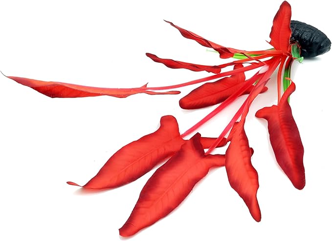 2-Pack 12 Inch Aquarium Silk Aquarium Plants, Artificial Plastic Plant for Small Tank, Goldfish, Fish Hides,Dark Red-PawvioPets