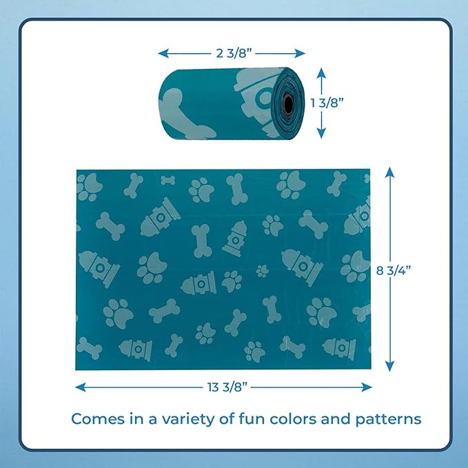 Best Pet Supplies Dog Poop Bags for Waste (150 Bags) Refuse Cleanup, Doggy Roll Replacements for Outdoor Puppy Walking and Travel, Leak Proof and Tear Resistant, Thick Plastic - Assorted Colors-PawvioPets