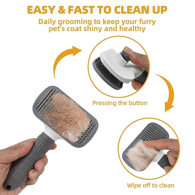 Dog Brush for Shedding,9 PCS in One Pet Slicker Hair Brush Kit with Pet Nail Clipper and File - Dog Cat Grooming Deshedding Undercoat Rake Brush Comb for All Small Large Dogs Cats Grey-PawvioPets