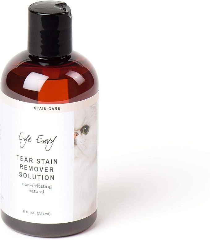 Eye Envy Tear Stain Remover Solution for Cats. 100% Natural, Safe. Treats The Cause of Stains. Recommended by Breeders, Vets, Groomers. Remove Eye Stains from and Exotics. 8 oz. Made in USA-PawvioPets