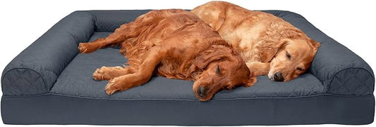 Furhaven Orthopedic Dog Bed for Large Dogs w/ Removable Bolsters & Washable Cover, For Dogs Up to 125 lbs - Quilted Sofa - Iron Gray, Jumbo Plus/XXL-PawvioPets