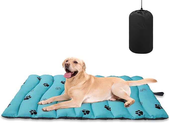BINGPET Outdoor Travel Dog Bed for Large/Medium Dogs,Portable Waterproof Camping Mat with Carry Bag,Foldable Outside Bed,Machine Washable Indoor Pet Mat for Small,Medium and Large Dogs 26"x43"-PawvioPets
