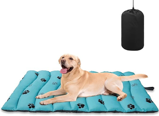 BINGPET Outdoor Travel Dog Bed for Large/Medium Dogs,Portable Waterproof Camping Mat with Carry Bag,Foldable Outside Bed,Machine Washable Indoor Pet Mat for Small,Medium and Large Dogs 26"x43"-PawvioPets